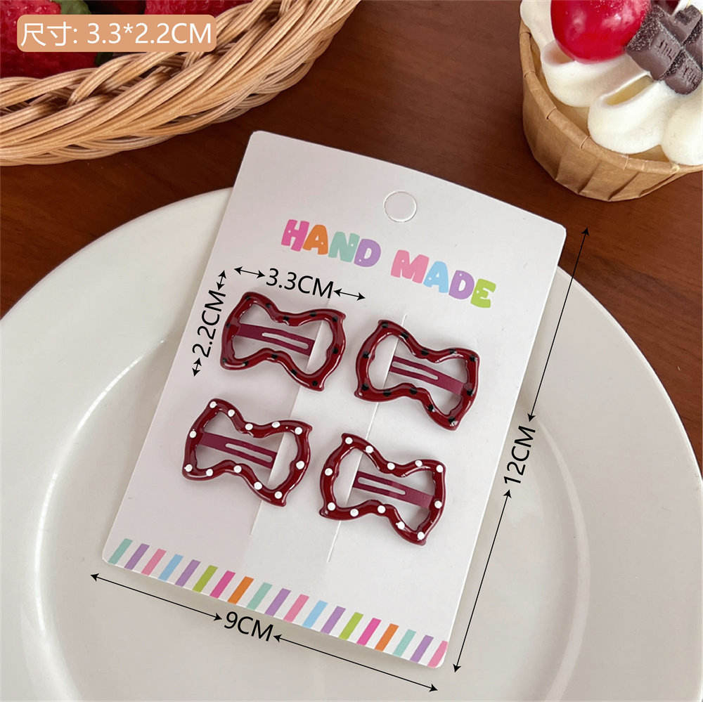 1คลิป bb ผูกโบว์ลายจุดสีแดง