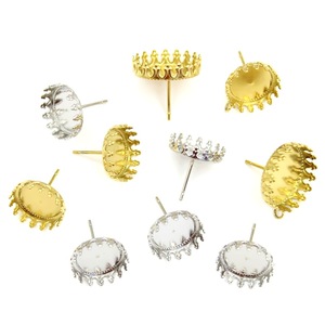 Stainless Steel Earring <b>Posts</b> <b>Round</b> Basin Base For Earring Making DIY Jewelry Accessories Gold And Silver Color - Product Image 1