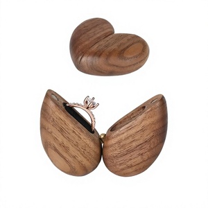 Heart Shaped Wooden <b>Ring</b> <b>Box</b> Magnetic Lid <b>Proposal</b> Jewelry Case for Wedding Engagement Anniversary Gift - Product Image 4