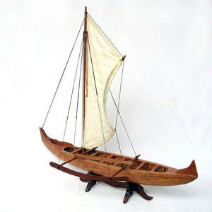 Canoë Hawaïen Traditionnel de Haute Qualité # 2 Bateaux en Bois Modèles Réduits Style Nautique Décoration Maison Artisanat Cadeaux Originaux GIA NHIEN - Product Image 1