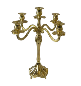 Wedding Candelabra Gold Finished <b>Table</b> Centerpiece <b>Tall</b> Customized Party Event Decor Royal Elegant Metal Candelabra - Product Image 2