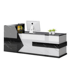 Comptoir de réception en bois avec finition aspect marbre pour usage commercial dans les hôtels, les salons de thé, les salons de beauté, les bars - Product Image 5