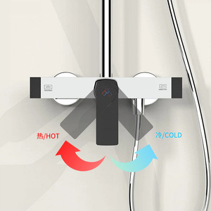 Minimalist Square Shower System With Pressurized Head Set Wall <b>Mounted</b> Complete Bathroom Kit - Product Image 4