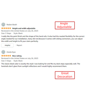 Cydisplay 4 bước nhôm tay ray cầu thang lan can Ngoài Trời Màu đen bên ngoài cầu thang chuyển tiếp lan can Kit cho kệ trưng bày - Product Image 3