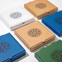Boîte à pizza personnalisée en carton kraft avec logo, motif dessin animé, chapeau de chef, fente pour pouce, MOQ 500 pièces