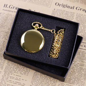 Coffret Cadeau <span class=keywords><strong>Montre</strong></span> de Poche en Quartz Doré de Luxe pour la Famille, Pendentif Collier Tendance Décontracté Unisexe, Montres à Chaîne de Poche avec Boîte - Product Image 2