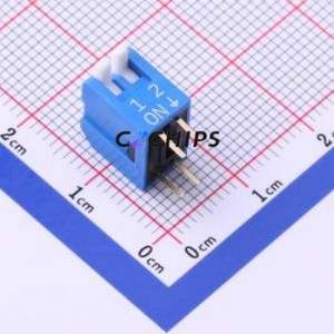 DPL-02BLP DIP Switch Through hole Component (THT) Switch Piano Key Single Pole Single Throw 2 PC Pin - Product Image 1