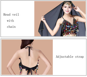 Haut à paillettes sexy pour femmes et pantalons à jambes larges Bollywood Halloween Performance Wear pour Costumes - Product Image 6