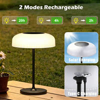 Lampe de table solaire en forme de champignon, nouveau design, pour intérieur et extérieur, lumière de jardin, batterie LiFePO4 3.2V 4000mAh, lampe de nuit portable