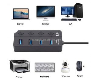 ฮับ USB 3.0 แบบ 4 พอร์ต จากผู้ผลิตขายส่ง พร้อมปุ่มสวิตช์แยกอิสระ 1 พอร์ต อะแดปเตอร์ฮับ 3.0 - Product Image 5