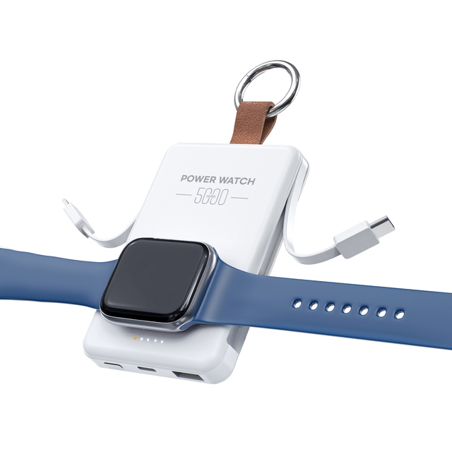 Portable Power Bank 5000mAh With Cables Pocket Size Keychain Mini Wallet Power Bank Wireless Watch Charger for iPhone & Samsung