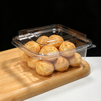 Boîte à charnière en PET transparent de qualité alimentaire 950 ml pour pâtisseries, biscuits, choux, pâtes, impression personnalisée, vente en gros usine