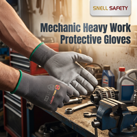 Gants de travail en polyester sans couture 13G, paume enduite de PU antidérapante, adhérence ferme, équipement de sécurité industriel pour entrepôt général