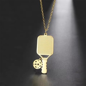 Venta al por mayor <span class=keywords><strong>de</strong></span> acero inoxidable Pickleball colgante collar clásico enlace cadena deporte encantos <span class=keywords><strong>para</strong></span> hombres y mujeres joyería deportiva - Product Image 1