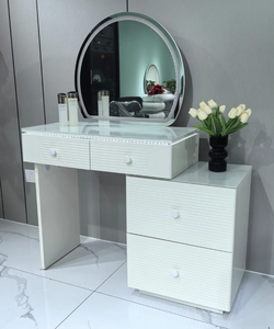 Cream White Modern Minimalist <strong>Dressing</strong> <strong>Table</strong> Rock Slab <strong>Storage</strong> Cabinet Mirror High-End Bedroom Makeup <strong>Table</strong> <strong>for</strong> Hotel Apartment - Product Image 3