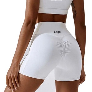 กางเกงขาสั้นเอวสูงสำหรับผู้หญิง ทรงสปอร์ต กระชับสะโพก มีกระเป๋า รับสกรีนโลโก้ ออกกำลังกาย โยคะ วิ่ง ลายพิมพ์ กางเกงกีฬาผู้หญิง - Product Image 6