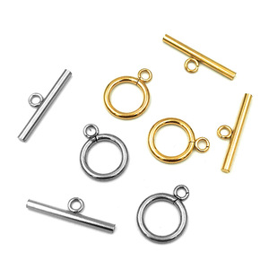 Cierre Redondo de Acero Inoxidable OT en Oro y Plata para Fabricación de Collares, Accesorios de Joyería H1148 - Product Image 1