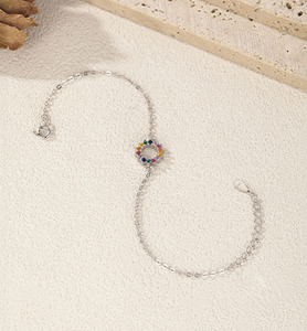 Bracelet chaîne en argent S925 avec cristaux hexagonaux et strass sertis griffe, bijou unisexe minimaliste pour usage quotidien - Product Image 4