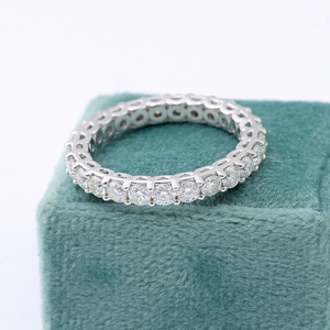 <span class=keywords><strong>Vente</strong></span> flash Bague personnalisée en or 14 carats avec diamant rond de 3 mm cultivé en laboratoire, alliance éternelle pour femme - Product Image 1
