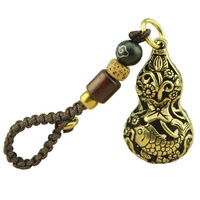 Porte-clés en laiton pur style Asie du Sud-Est, pendentif gourde porte-bonheur pour hommes et femmes, porte-clés de voiture, petit cadeau créatif