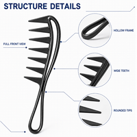 Peine de Dientes Anchos de PP al por Mayor para Hombres, Cabello Rizado, Pompadour, Quiff, Herramienta de Peluquería, Logotipo Personalizado OEM ODM