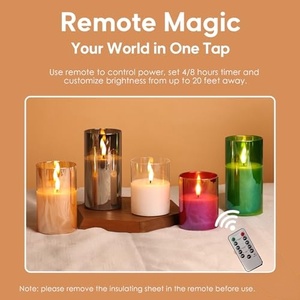 Bougie LED sans flamme rechargeable avec télécommande, mèche 3D en verre, avec câble de charge pour la décoration de Noël à la maison - Product Image 5