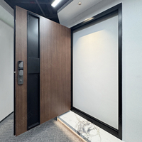Portes d'entrée en bois massif modernes et économiques pour usage domestique, insonorisées, avec cadre en aluminium, poignée de porte d'entrée de 3 m