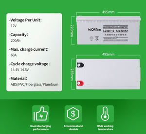 UPS 조명 전동 공구 가전 제품용 태양광 시스템용 12V 200Ah 딥 사이클 납산 습식 셀 배터리 AGM - Product Image 4