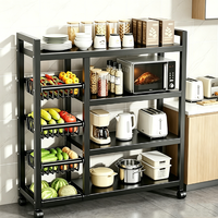 Chariot de rangement de cuisine en fil métallique, étagère robuste pour préparation alimentaire, support pour four à micro-ondes, étagère de rangement pour épices de cuisine