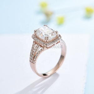 Kuololit HK 10k yellow and white gold moissanite rings Rectangle Moissanite Ring Brand Fine Jewelry <b>Wedding</b> Customized Jewelry - Product Image 3
