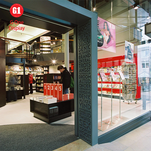 Modern Durable Wooden <b>Book</b> <b>Display</b> Cabinet LED Lighted Bookshop Interior Layout Design Elegant Bookshelf Wall <b>Display</b> - Product Image 5