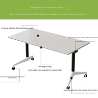 Conjunto de Mesa de Conferencia Comercial Modular de Acero Inoxidable, Plegable, Móvil, con Separador, Forma Oblonga, Diseño Moderno