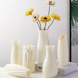 Vase en plastique imitation céramique de style mobilier moderne pour fleurs hydroponiques, fleurs artificielles, arrangements floraux - Product Image 1