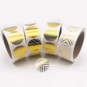 Waterdichte Custom Adhesive Clear Gold Folie Ronde Stickers Roll Afdrukken