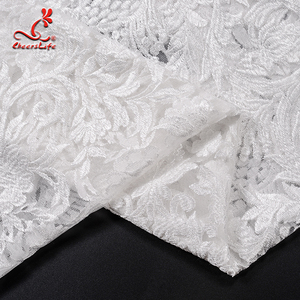 2019 gros 131CM Couleur <span class=keywords><strong>Blanche</strong></span> Tissu Brodé Français Tissu De Dentelle De Mariée - Product Image 5