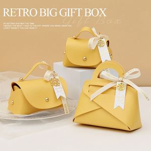 <b>Cheap</b> Beautiful Solid Color Leather <b>Gift</b> Bags Candy <b>Boxes</b> PU Leather Wedding <b>Gifts</b> Packaging Box Baby Shower for <b>Gifts</b> - Product Image 3