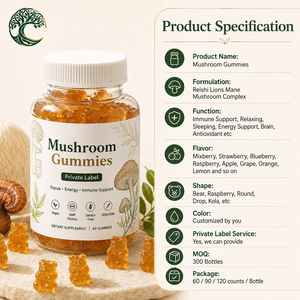 YUSAIL Gummies Premium Véganes aux Extraits de Champignons Crinière de <span class=keywords><strong>Lion</strong></span>, Reishi et Maitake – Complément Alimentaire Énergisant et pour la Concentration – Conditionnement en Bouteille - Product Image 5