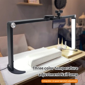 Lampe LED demi-lune pliable à intensité variable (chaud/blanc) pour <span class=keywords><strong>extension</strong></span> d'ongles et de cils, lecture, bureau, tatouage, manucure, avec support de téléphone - Product Image 4