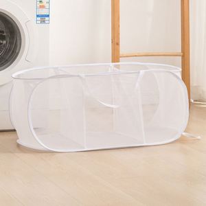 Durable Plastic <b>Laundry</b> Basket 67L Foldable <b>Mesh</b> Pop up Hamper for Travel and Storage - Product Image 5