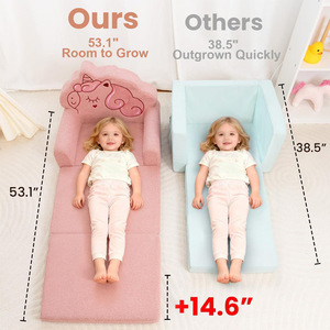 Giving Tree <b>Kids</b> <b>Sofa</b> Bed 53.1 In Foldable With Handrails For Toddlers And Children Nap Or Reading Area - Product Image 1