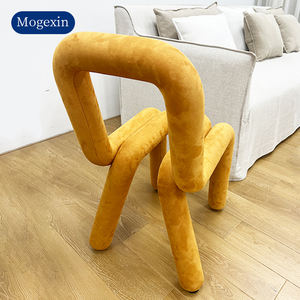 Modern Creative Curvature Aesthetic <b>Velvet</b> Leisure Armchair Orange Wholesale Accent <b>Chairs</b> for Bedrooms Living <b>Rooms</b> Restaurant - Product Image 2