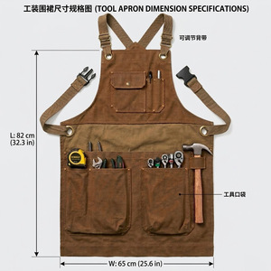 Tablier de travail en toile robuste avec bretelles réglables et plusieurs poches à outils pour <span class=keywords><strong>charpentier</strong></span>, mécanicien, soudeur, jardinier - Product Image 2