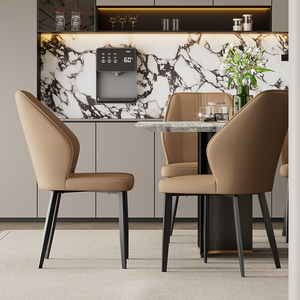 Chaise de table à manger en cuir de luxe moderne en gros d'usine avec dossier simple pour hôtel de café de bureau à domicile - Product Image 4