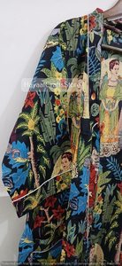 Robe de maison en coton imprimé indien, douce, style kimono, été/printemps |   Couverture de plage florale et vêtements de maternité confortables - Product Image 6