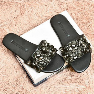 Sandales plates pour femmes, chaussures pour femmes, diamants en strass, grossiste d'usine - Product Image 5