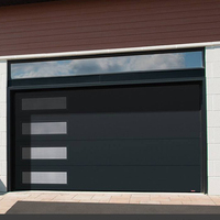 Porte de garage moderne en verre et aluminium, coupe-vent, électrique, à enroulement, pour projet, porte de garage sectionnelle avec panneau en verre