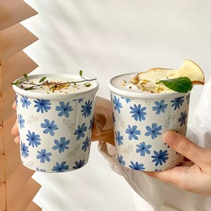 Mug à café en céramique rétro exquis et élégant, résistant aux hautes températures, compatible micro-ondes, en forme de gobelet en papier, pour la maison - Product Image 2