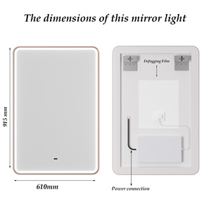 Specchio da Bagno Antiappannamento con Illuminazione Frontale Dimmerabile, Funzione Memoria, Cornice Dorata, Specchio LED da Parete - Product Image 6