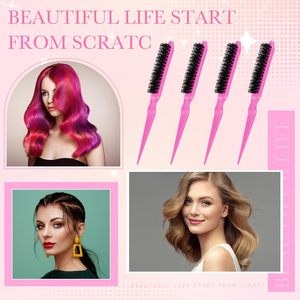 Cepillo <span class=keywords><strong>de</strong></span> Pelo Personalizado con Punta Fina, Antifrizz, Masajeador, Portátil, Voluminizador y Rizador, Color Rosa, para Maquilladores - Product Image 4