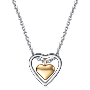 Collar con Colgante de Acero Inoxidable en Forma de Corazón con Corazón Interior Chapado en Oro, Joyería Romántica Unisex para Regalo - Product Image 3